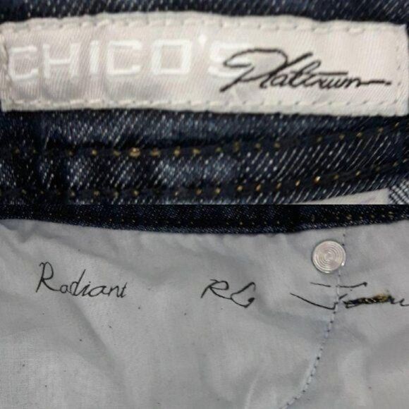 Chico's Jeans Platinum Radiant High Rise Straight Leg  Dark Wash Sz 2.5 = 14 - Picture 3 of 9
